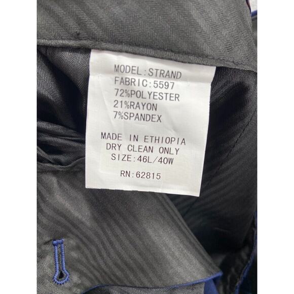 Savile Row‎ Pants Mens Sz 40W Blue Strand Straight Leg *Un-hemmed* Pockets - Picture 10 of 12
